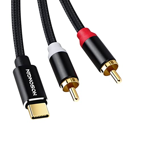 Hosongin USB Type-C до RCA аудио кабел 6 стапки-Компатибилен со телефони, таблети, компјутери, дизајн против мешање, трајна конструкција