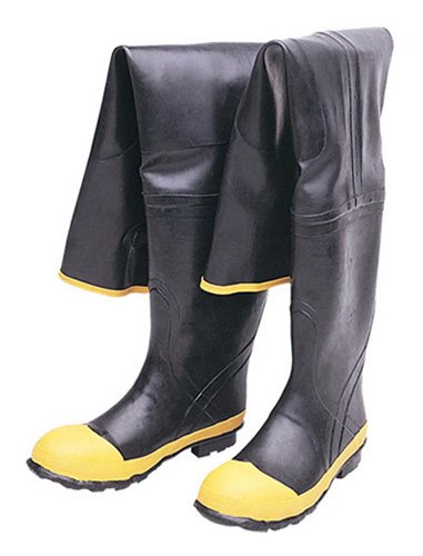 Слободна ракавица и безбедност 153107 Гума ткаенина Durawear, наредени заштитнички колк со колк со засилено колено и фронт, големина 07, црна