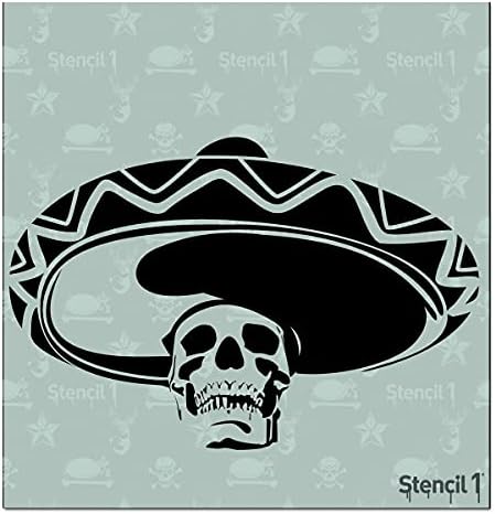 СТЕНЦИЛ1 Мексикански череп Сомбреро Стенцил Трајни квалитетни матици за еднократно користење за сликање - Креирај матични занаети