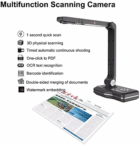 RSTJVBD Професионален скенер за камера со документи со препознавање текст на OCR и LED Дополнителна светлина, 8 MP Auto Focus