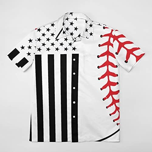 Копче за кратки ракави на американско знаме и бејзбол, надолу со кошула, надолу со кошула плажа на плажа за мажи