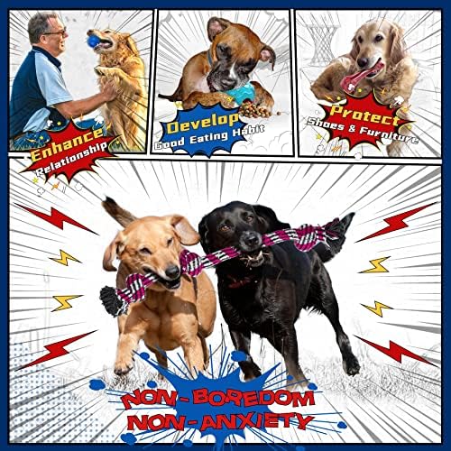 Зеаксуи Тешки Различни Куче Џвакање Играчки За Агресивни Џвакачи - 9 Пакет Вредност Сет Вклучува Неуништливи Јаже Играчки &засилувач;