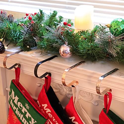 Aopuro 5 Pack Metal Vintage Hristr Christmas Stocking Holder, куки за порибување, камин празник семејство Божиќни декорации за порибување