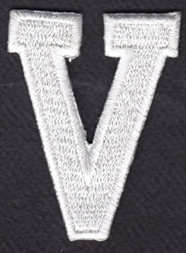 Букви - бела блок буква „v“ - железо на везена лепенка за апликација