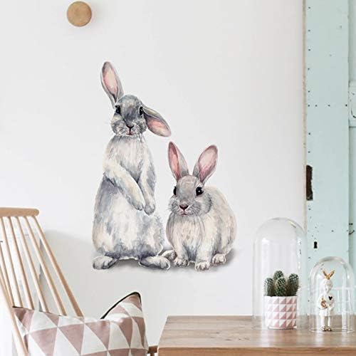 Amoda Cartoon Прекрасен симпатичен две зајаци зајаци животински 3D винил wallидни налепници водоотпорни отстранливи мурали