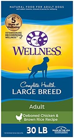 Велнес Целосно Здравје Голема Раса Сува Храна За Кучиња Со Житарки, Природни Состојки, Произведена во САД Со Вистинско Месо