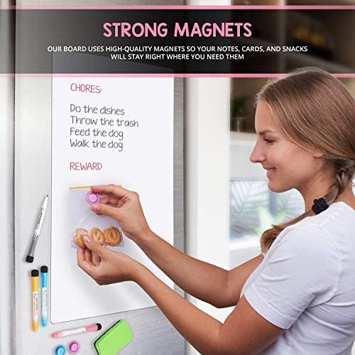 Магнетна табла за фрижидер - Магнетна бела табла суво бришење со сет на маркер, табла за магнетна маркер на фрижидер, табла со