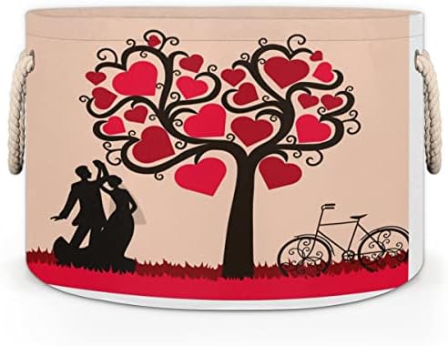 Денот На вљубените Дрво Во Облик На Срце Балони За Велосипеди Големи Тркалезни Корпи За Складирање Корпи За Перење Со Рачки Корпа За Складирање