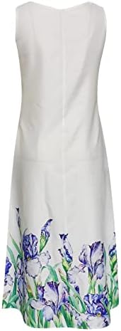 Сутвоен Макси Фустани За Жени 2023 Мода Цветен Фустан Без Ракави Врат На Екипажот Секојдневни Празнични Фустани На Плажа Со Џеб