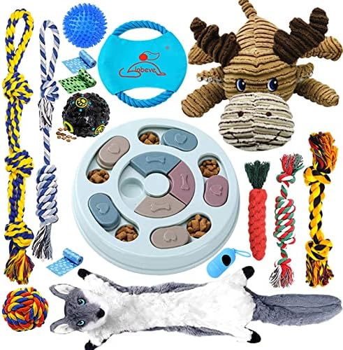 Играчки за џвакање со кученца - 16 пакувања играчки за загатки за кучиња за кученца, играчки за кучиња, кучиња, третираат топки и кучиња