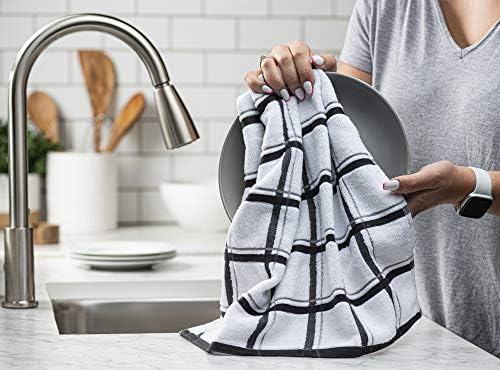 XLNT црни големи кујнски крпи - крпи за памучни садови | 20 x 28 | Ултра абсорбента садови за садови комплети на рачни крпи/чајни