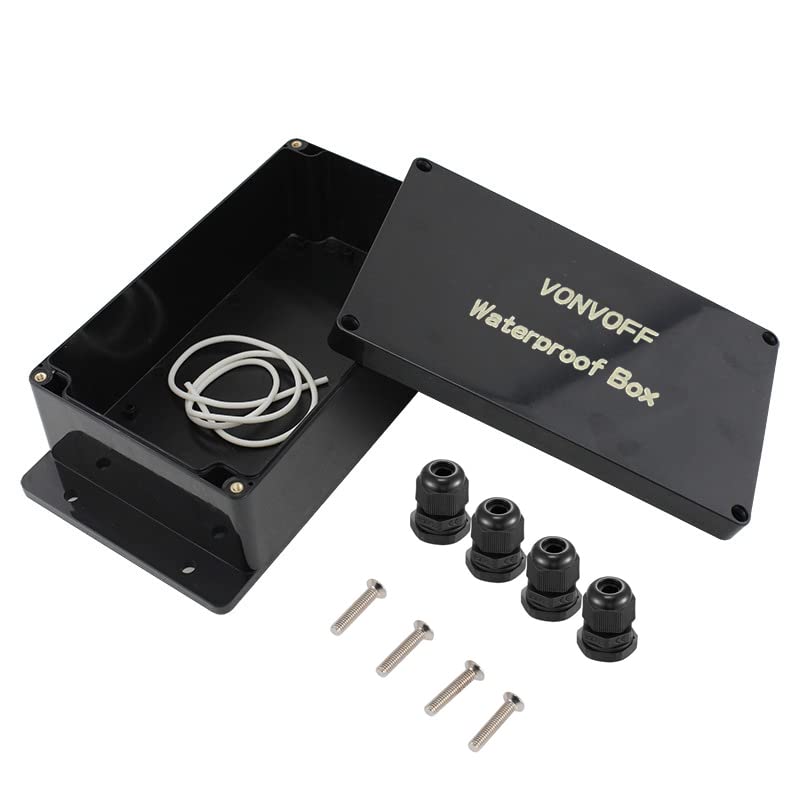 Електрична кутија Vonvoff DIY, Универзална раскрсница, водоотпорен водоотпорен IP65 ABS пластична кутија, со кабелска жлезда 4pcs