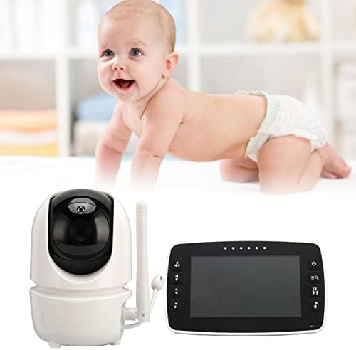 Монитор за бебиња на серија со камера и аудио, 4,3 видео монитор за бебиња со ноќно гледање, двонасочен разговор, алармен часовник, 4100mAh