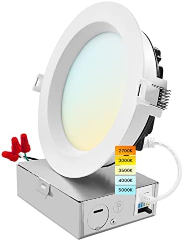 ЛУКСУЗЕН 5 Инчен LED Вдлабнато Таванско Светло со Разводна Кутија, 18w, 5cct Избор 2700K/3000K/3500K/4000K/5000K, Висока Осветленост Од