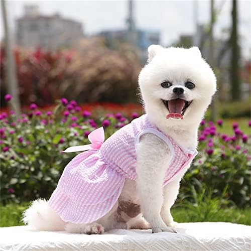 Кучиња облека за големи кучиња девојки облекуваат резерви ленти здолниште мачка лето свадба миленичиња карирани кучиња лак фустан пролетен