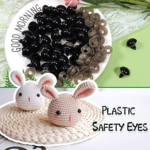 TOAOB 150 парчиња 18мм црни пластични безбедносни очи занаети безбедносни очи со мијалници за полнети животни амигурумис капчиња мечки