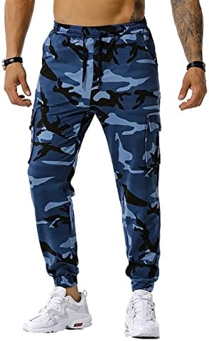 Ymosrh џогер панталони за мажи камуфлажа со џогирање панталони на отворено спортски фитнес машки случајни пантолони за опуштено вклопување