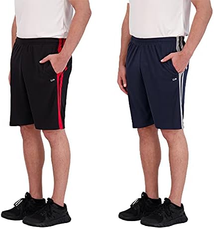 Унипро Менс кошаркарски шорцеви со џебови 2 пакувања Брзо суво атлетско решетка кратко за мажите за вежбање во теретана и облека за обука