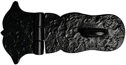 Akatva Aldan Premium Wrew Irone Тешка HASP и Staple 154mm x 78mm x 28mm -Black Power обложена безбедност HASP -Black Antique