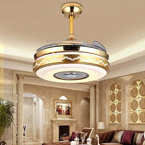 Вентилатори на таванот на Cutyz со ламби, светло на вентилаторот со злато таванот модерна таванска светлина далечински управувач со влечење