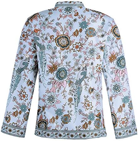 Andongnywell женски долги ракави печати блузи со врвови на врвовите надолу кошули со шифон кошула со долг ракав со долг ракав