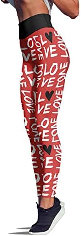 Iius Valentines Day Healsенски женски loveубов печати со висока половината јога, кои трчаат хеланки меки четкани атлетски панталони за теретани