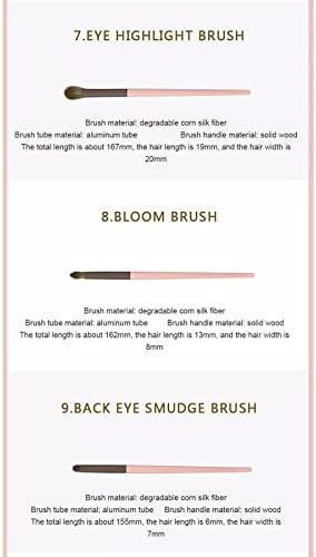 XJJZS Професионални четки за шминка Поставете 11 парчиња розови сенки за очила за мешање на прав, козметички алатки за очи на веѓи