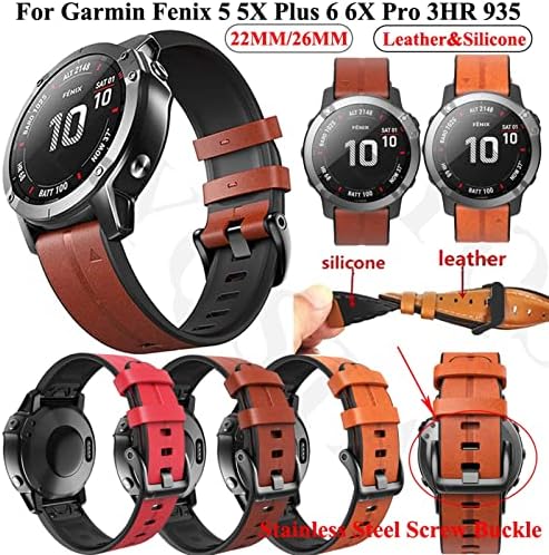 Sdutio Sport Leather Silicone WatchBard Strap за Garmin Fenix ​​7x 7 6x 6 Pro 5x 5 Plus 3HR Easy Fit Fight Brapther Recled Reckband 26 22mm