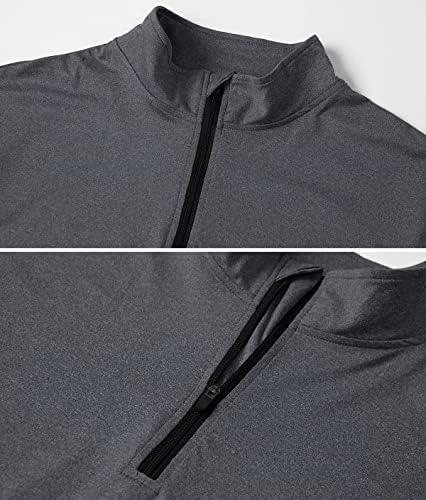 Атлетски кошули со долги ракави на картонски маж 1/4 поштенски пулвер Брзо суво спортови за џемпери за теретана за вежбање