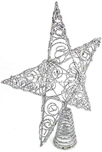 Орнативност Сребрена Ѕвезда Дрво Топер-Божиќ Вител Дизајн Искра Ѕвезда Дрво Украс