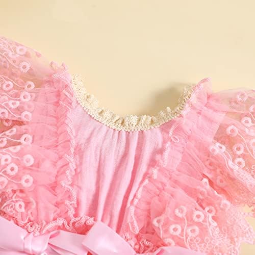 Kupretty новороденче девојче бохо ромпер фустан везење цвет чипка туту фотографија облека облека принцеза облека