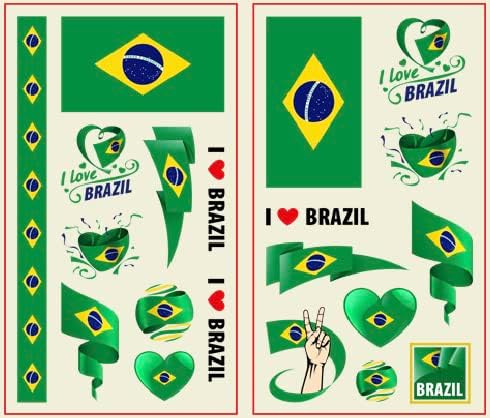 2022 КАТАР Светски куп Бразил Комплет за навивање, 10 знамиња со мавтање со рака, 1 шамија, 1 пар очила, 2 налепници за тетоважи, 2 фудбалски