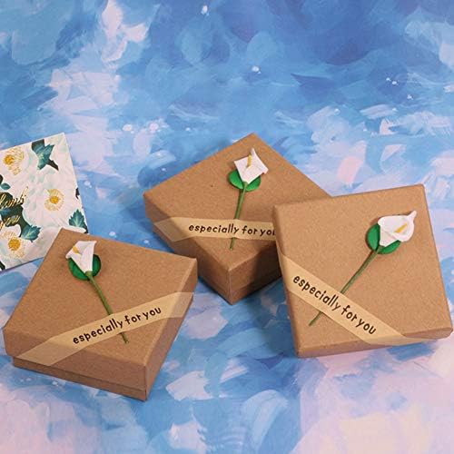 Крафт хартија накит кутија занаетчиски пакувања картонски кутии со кутии со цвет декор за приказ на нараквици прстени обетки