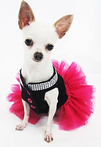 Секси панк црно кучиња фустан со розов туту 12F рачно изработен