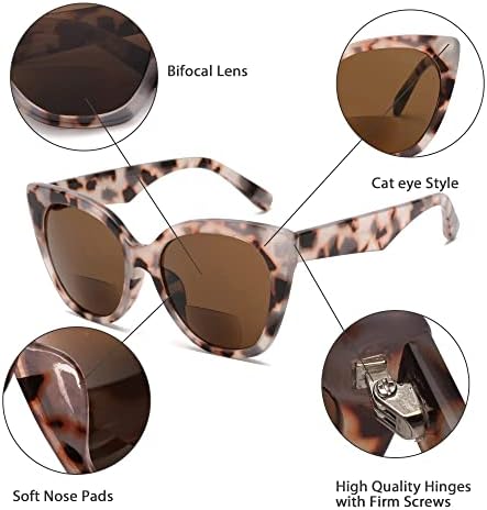 ЈМ Класични Бифокални Очила За Читање Преголеми Катеј Стилски Очила За Сонце Читатели за Жени Желка +2.0