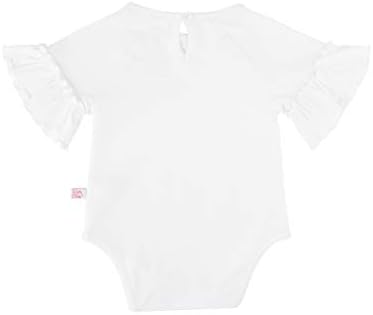 Rufflebutts® бебе/дете девојки бело рафле ракав за ракав - 0-3M