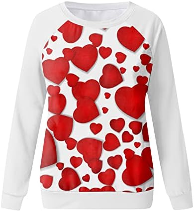 Jjhaevdy Ден на в Valentубените на Денот на вineубените за жени сакаат срцеви букви печати џемпер графички долги ракави пулвер врвови блуза
