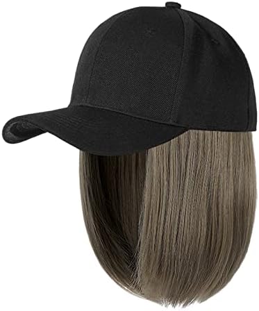 Директно кратка боб фризура Бејзбол капа со коса за жена девојка пепел екстензии отстранливи перики капа русокоса мешавина од белило