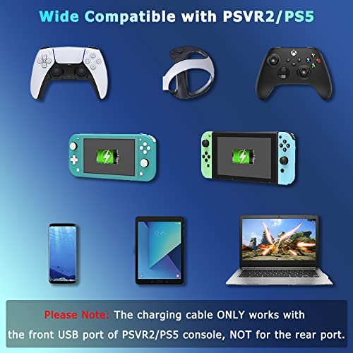 Ninki Компатибилен 2 во 1 Кабел за полнач и држачи за контролори за PlayStation VR2 & PlayStation 5,2 пакувања PS VR2 / PS5 контролори Хангер, кабел за полнење USB Type-C за PS5 и PlayStation VR2 додатоц?