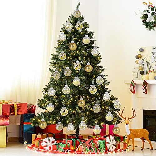 30 парчиња Божиќни украси за божици, 2,36 инчи злато распрскувани пластични божиќни топки чисти големи Божиќни висечки украси Божиќни висечки