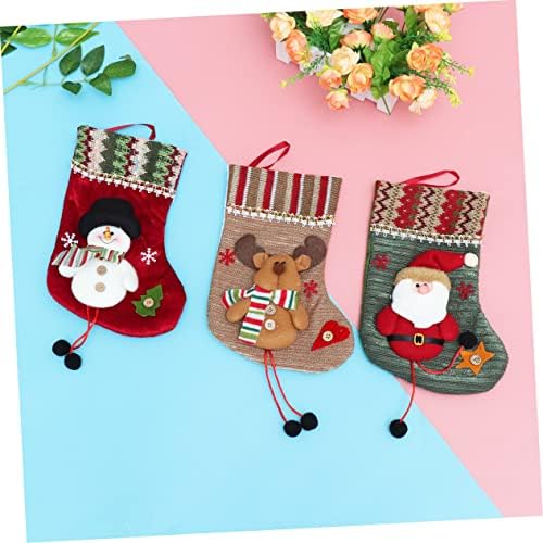 Абоофан 3 парчиња Божиќен украс бонбони за бонбони подароци торба Божиќна чорап торба Санта чорапи ирваси чорапи торбички чорапи