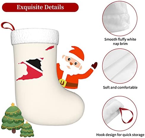 QG ZZX знаме мапа на Тринидад и Тобаго Божиќно порибување Божиќни чорапи Камино виси чорап 18 инчи Декорација на одмор