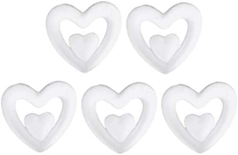 Нолитој Божиќ декор Тинсел Гарланд 5 парчиња занаетчиска пена срцев венец форми полистирен пена срце за занаети DIY срца за цвеќе уредување на
