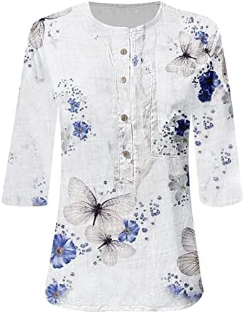 Врвови за жени половина ракав летен моден обичен трендовски печатен маица кошула копче деколте маици дами блузи