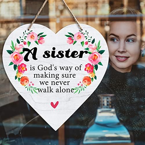 Сестра подароци Сестра е Божји начин да се погрижи никогаш да не шета сам дрвена висина плоча во форма на плоча од дрво, рустикален декор wallидни