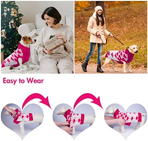 Џемпер на невестински кучиња дора за мали кучиња-loveубов срце мало кучиња џемпер-плетени розови кучиња џемпер џемпер-џемпер-божиќни џемпери
