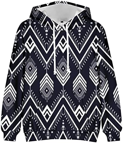 Мажите секојдневни качулки за влечење врвни удобни лабави пуловер со средна тежина руно маичка за модна печатена блуза