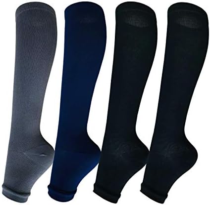 Чорапови за компресија на отворени пети за жени мажи 15-20 mmHg 4 пара компресија без стапала без стапала