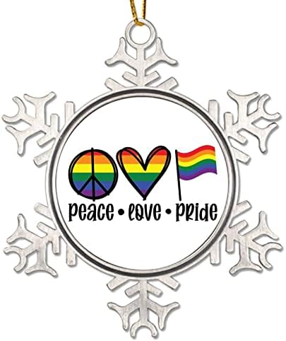 Мир Loveубов гордост Виножито знаме Божиќни украси Лезбејска гордост ЛГБТК Виножито Поддршка Смешно Божиќ виси декор геј гордост Новина метална