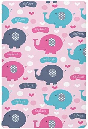 Umiriko Cute Elephant Pink Pack n Play Baby Play Playard Sheets, Mini Crib Sheet for Boys Girls Player Matteress Cover 20245681